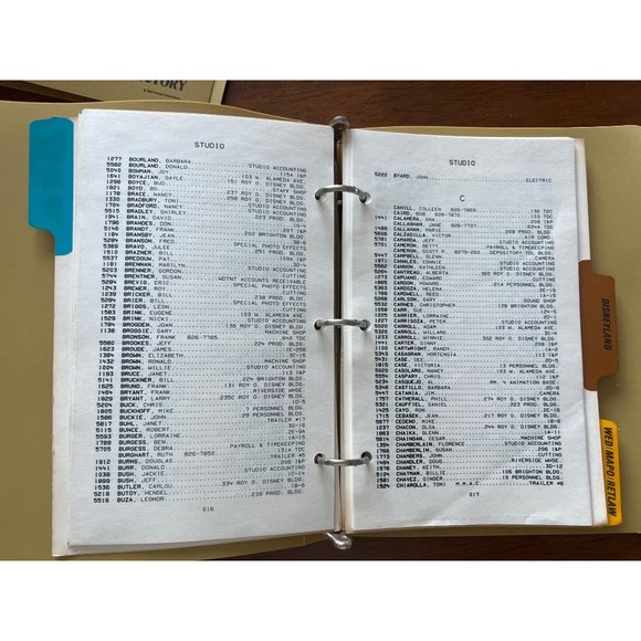 rare Walt Disney Productions Employee Telephone Directory w/Extra Binder - Picture 7 of 12